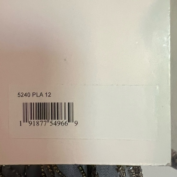 NWT - Mac Duggal Long Sleeve Beaded Column Gown Platinum - Picture 8 of 12